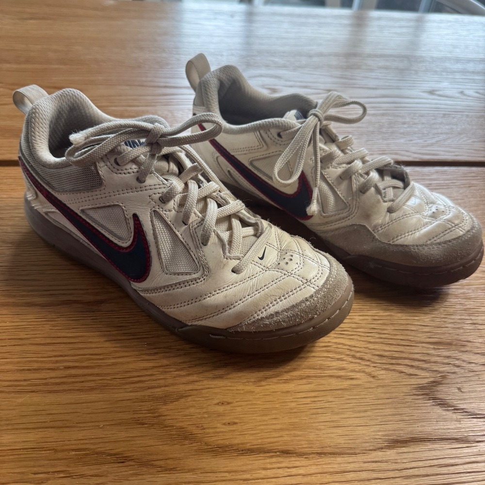 Nike Gato Kids Indoor Soccer Shoes Off White Navy Red Gum Sole Sneakers